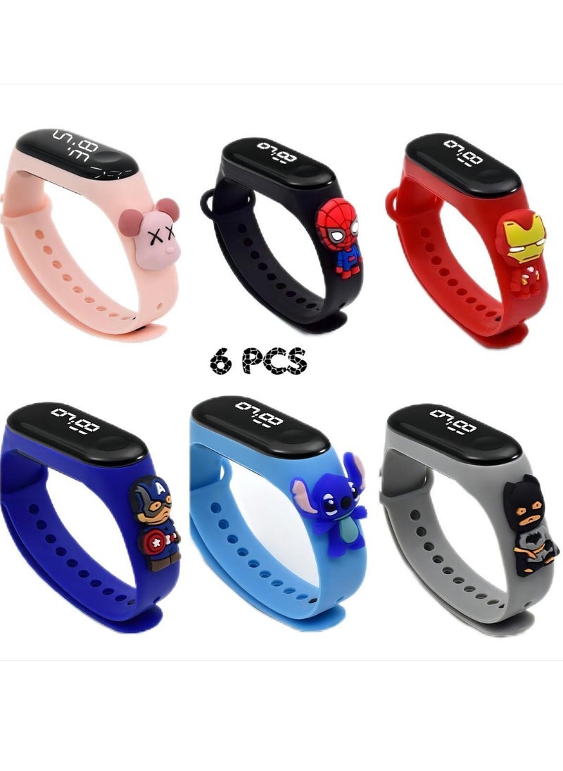 In Air Kids' Water Resistant Silicone Digital Watch 6PCS  - Image 1