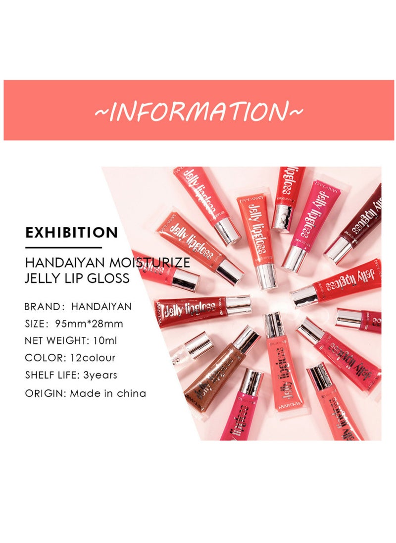 Handaiyan Lip Gloss Hydrating Moisturizing Long Lasting High Glossy Jelly Lip Stain Super Gloss Balm Oil Tinted Treatment Lip Glow Glass Shine Glitter Makeup Beauty Colored Bright Lifter For Women Girls  - Image 4