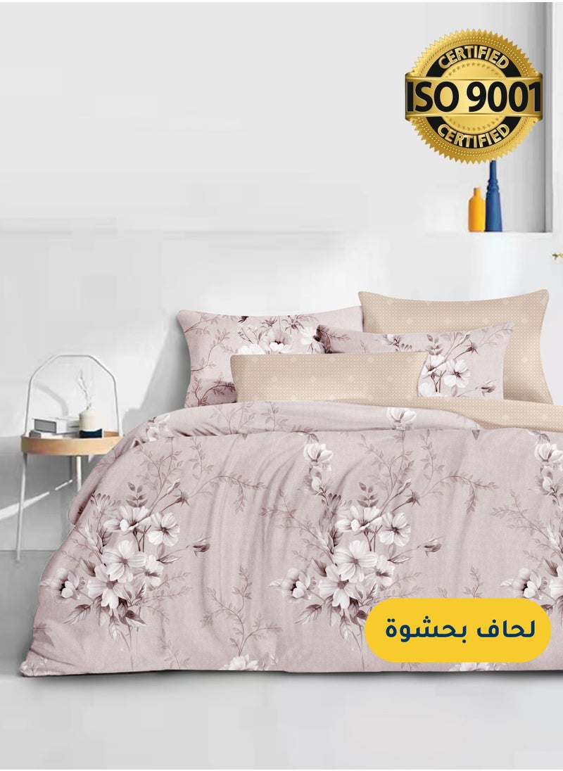 Master Home Textile - Microfiber Printed Comforter Sets, Fits 160 x 200 cm Queen Size Bed, 4 Pcs, With Soft Filling, Celine Series - Image 1
