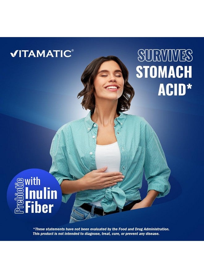 Vitamatic فيتاميناتيك لاكتوباسيلس ريوتيري كومبلكس - 22 مليار وحدة تشكيل مستعمرات لكل كبسولة إطلاق مؤجل - 60 كبسولة - دعم صحة الجهاز الهضمي والأمعاء - مع ألياف الإينولين البريبايوتيك - Image 5