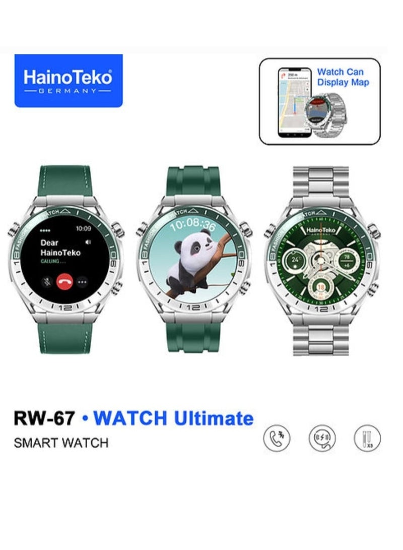 هينو تيكو ساعة ذكية RW-67 بشاشة AMOLED دائرية مع 3 أزواج من الأشرطة وشاحن لاسلكي ويمكن للساعة عرض الخريطة  - Image 2