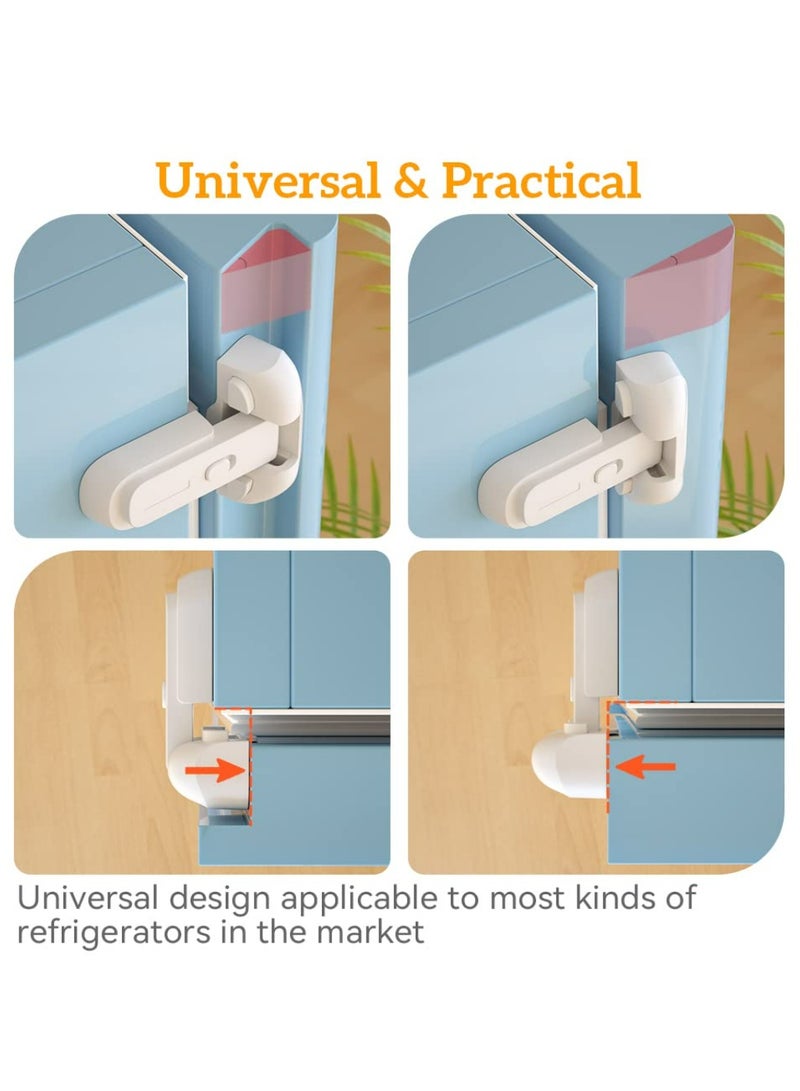 عبوتان من قفل ثلاجة آمن للأطفال، قفل باب الفريزر المقاوم للأطفال، يحمي الثلاجات بشرائط إغلاق (أبيض) - Image 3
