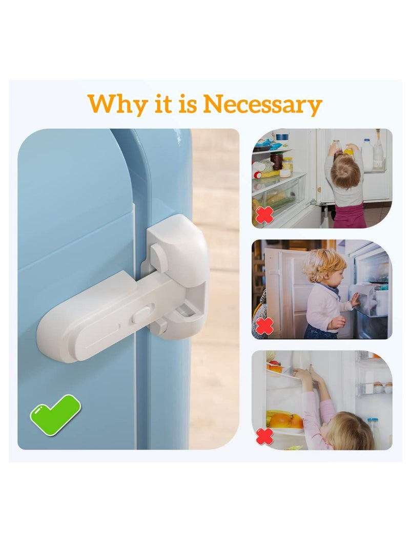 عبوتان من قفل ثلاجة آمن للأطفال، قفل باب الفريزر المقاوم للأطفال، يحمي الثلاجات بشرائط إغلاق (أبيض) - Image 2