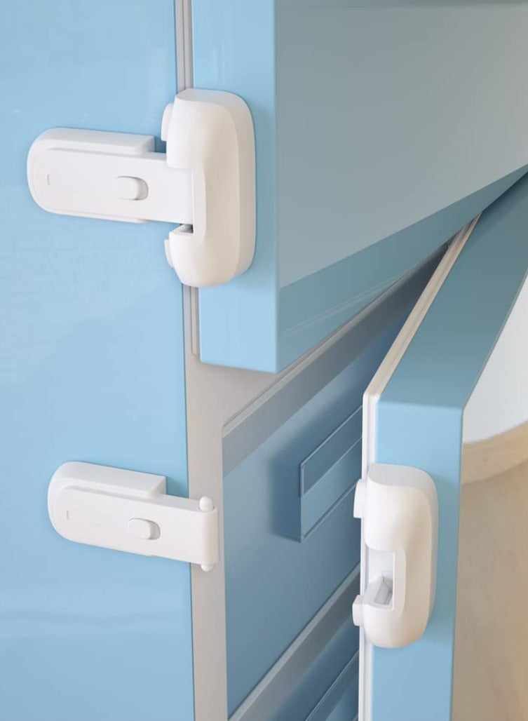 عبوتان من قفل ثلاجة آمن للأطفال، قفل باب الفريزر المقاوم للأطفال، يحمي الثلاجات بشرائط إغلاق (أبيض) - Image 1