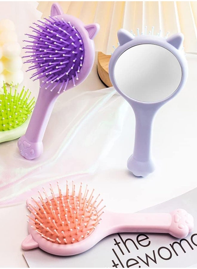 Crazy Boss Title: 2-in-1 Cat Ear Hair Brush with Mirror - Portable Mini Travel Detangling Brush for Girls - Image 3