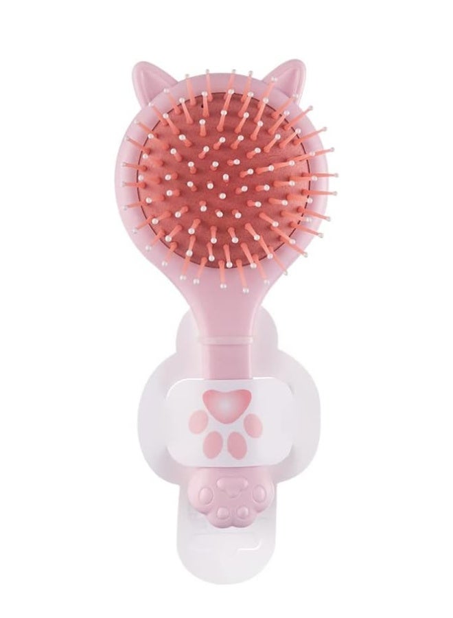 Crazy Boss Title: 2-in-1 Cat Ear Hair Brush with Mirror - Portable Mini Travel Detangling Brush for Girls - Image 1