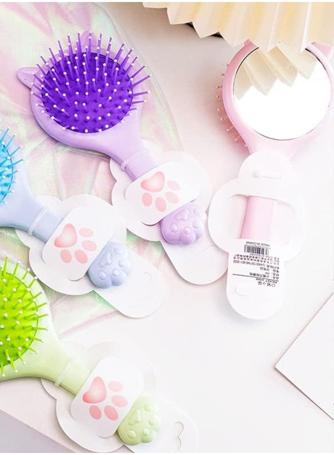 Crazy Boss Title: 2-in-1 Cat Ear Hair Brush with Mirror - Portable Mini Travel Detangling Brush for Girls - Image 2