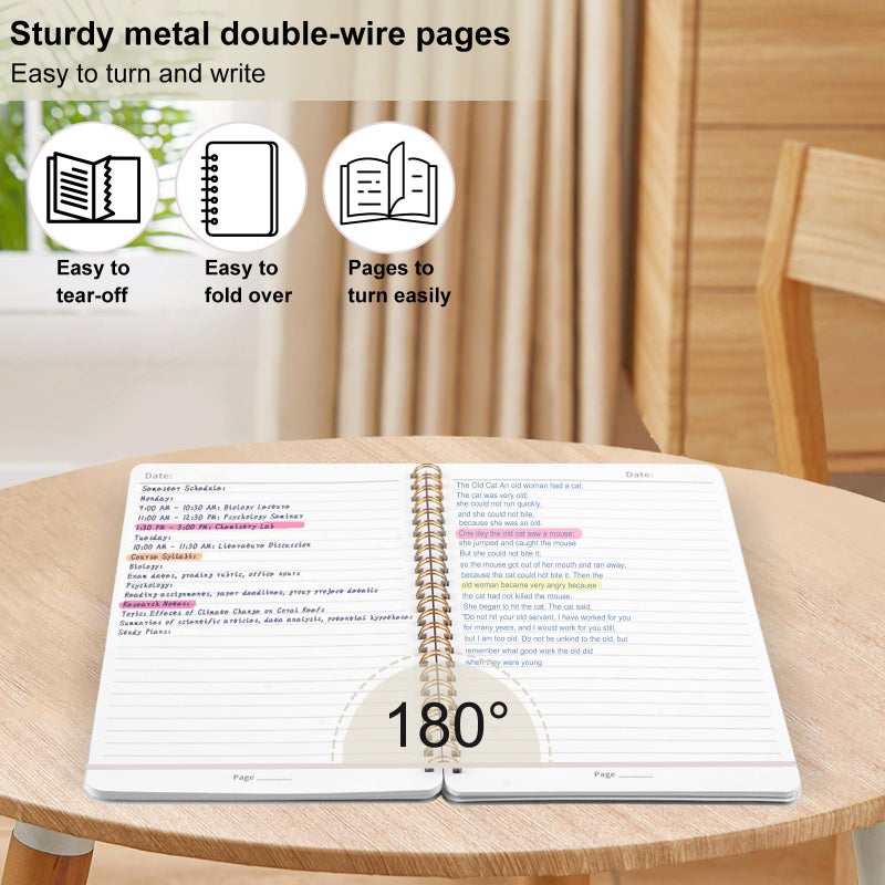 Utron Spiral Notebook For Women & Men, 2PCS Spiral Journal Notebooks, 5.9 x 8.3â€ College Ruled Notebook For Work Notes, Journal Writing, And Daily Life Entries (Beige) - Image 5