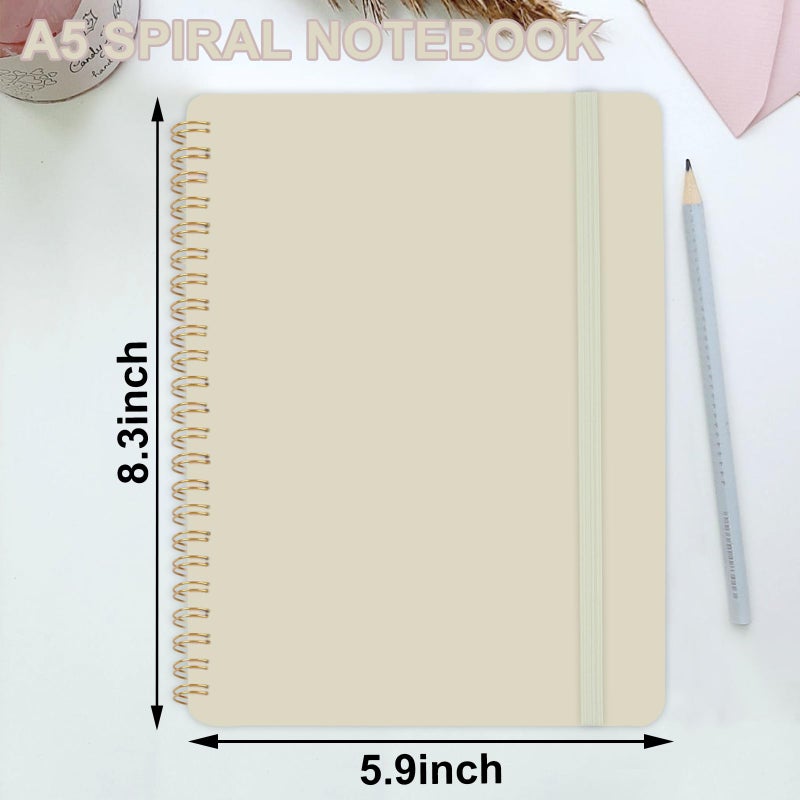 Utron Spiral Notebook For Women & Men, 2PCS Spiral Journal Notebooks, 5.9 x 8.3â€ College Ruled Notebook For Work Notes, Journal Writing, And Daily Life Entries (Beige) - Image 2