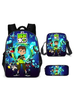 BEN 10 New Cartoon Student Backpack Three-Piece Set 29*16*42cm 