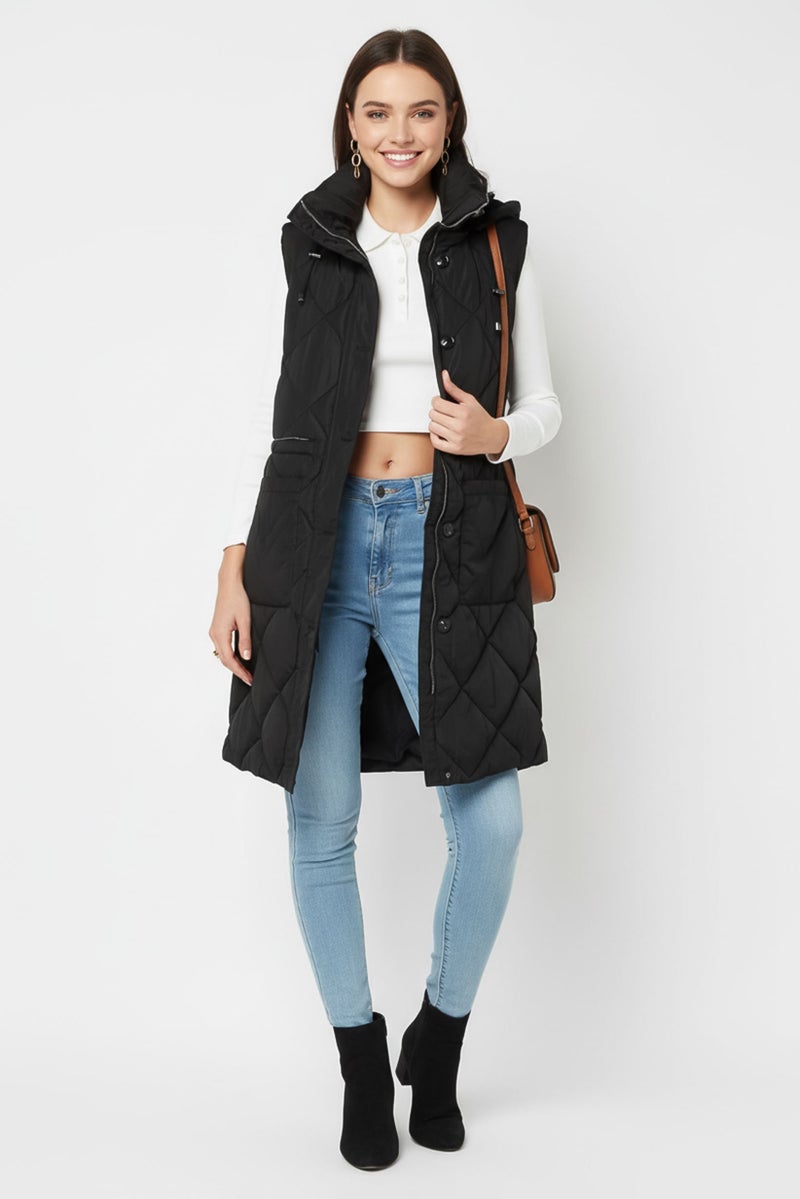 BCBGeneration Women Quilted Vest Jacket, Black - Image 1