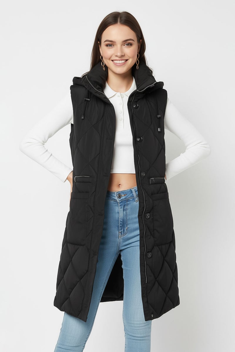 BCBGeneration Women Quilted Vest Jacket, Black - Image 1