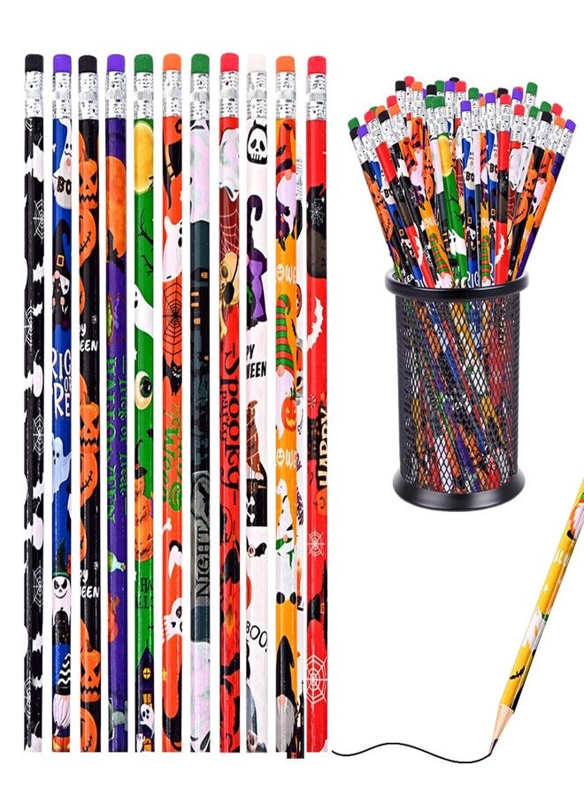 BAISDY 60Pcs Halloween Pencil, Assorted Halloween Ghost Pumpkin Skeleton Bat Spider Wooden Pencils for Office - Image 1