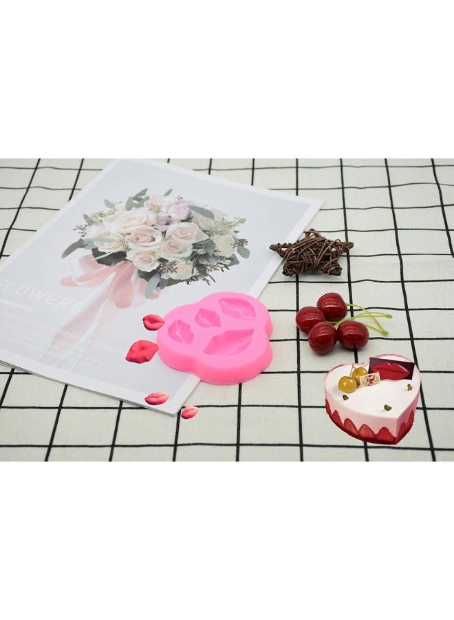 FEILIBAY 3 Pack Silicone Fondant Cake Molds, Mould, Rose Flower, Lips, Heart Shape Candy Molds Set for Chocolate Making, Cake, Valentines Day, Wedding Decoration, Polymer Clay Craft Project - Image 3