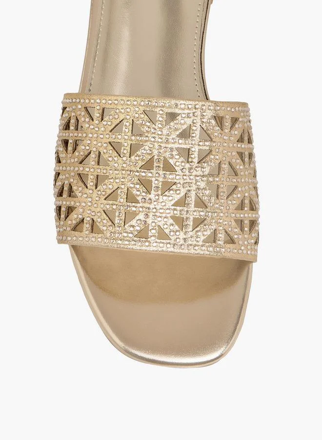 Flora Bella By Shoexpress GOLD Women Cutout Detail Slide Sandals for Women | Best Price UAE