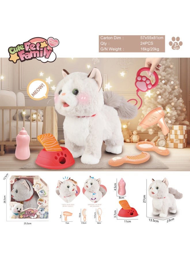 Electric Music Crawling Plush Pet Dog Repetition Learning To Speak Licking Tongue To Appease Coquetry Teddy Than Panda-Color:Repeat And Learn To Speak, Lick Your Tongue, Soothe The Coquettish Cat 3  - Image 1