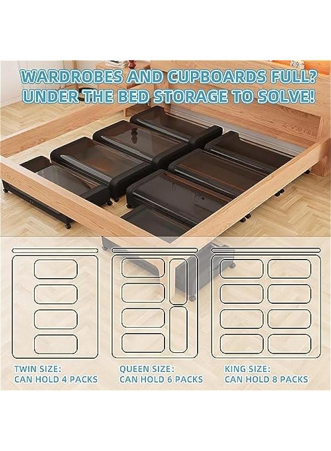 تراسل حاويات تخزين تحت السرير من هوكور، حاويات تخزين تحت السرير بعجلات ومقابض، حاويات تخزين دوارة تحت السرير مع غطاء من الغبار، درج تخزين تحت السرير للملابس والالعاب (اسود) - Image 3
