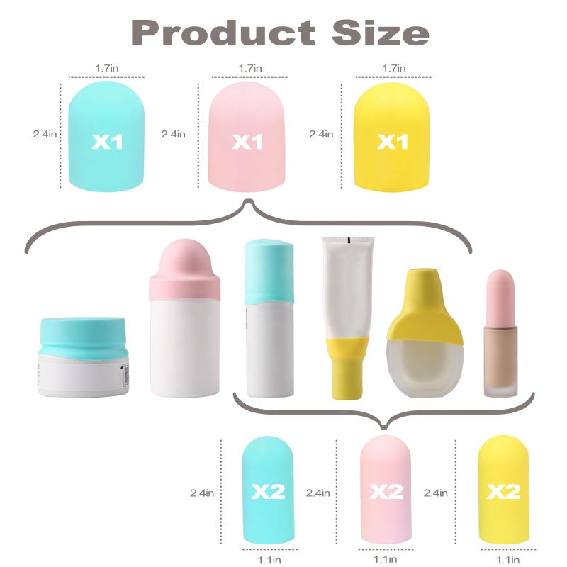 BLHLA 9 Pack Silicone Bottle Covers for Traveling, Airplane Travel Essentials for Women, Beach Vacation and Cruise Ship Travel Accessories, Travel Size Toiletries, Must Haves, Leak Proof - Image 2