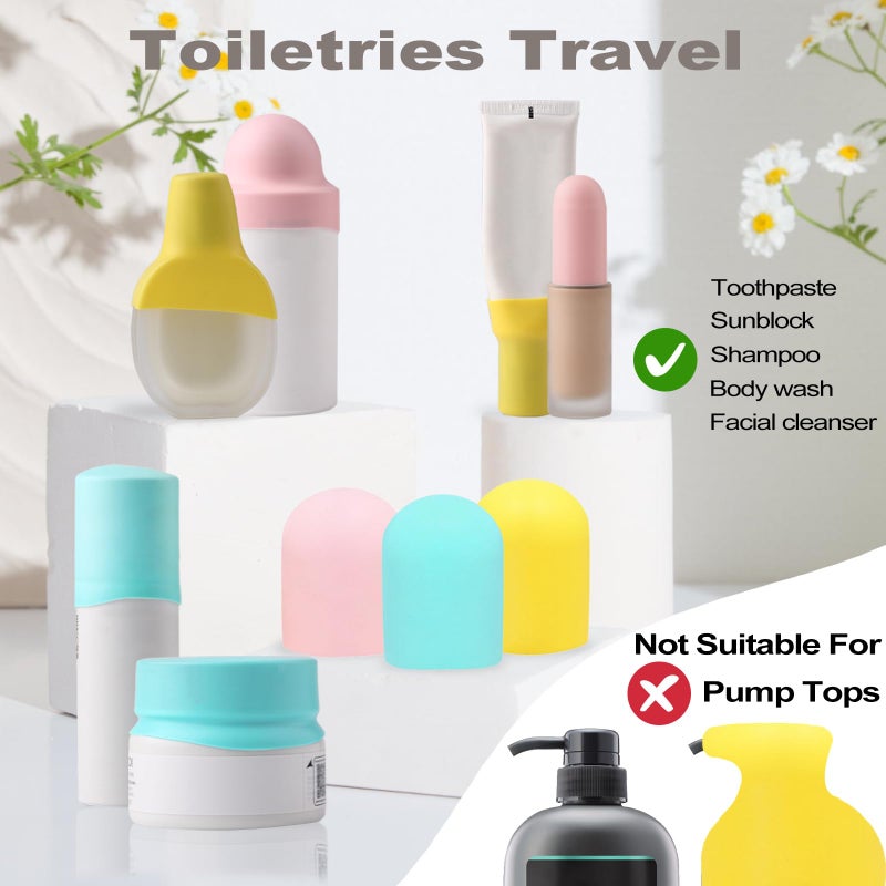 BLHLA 9 Pack Silicone Bottle Covers for Traveling, Airplane Travel Essentials for Women, Beach Vacation and Cruise Ship Travel Accessories, Travel Size Toiletries, Must Haves, Leak Proof - Image 3
