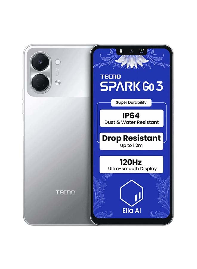 TECNO Spark Go 3 4G 128GB 4GB RAM Titanium Grey Dual Sim Smartphone Global Version - Image 1