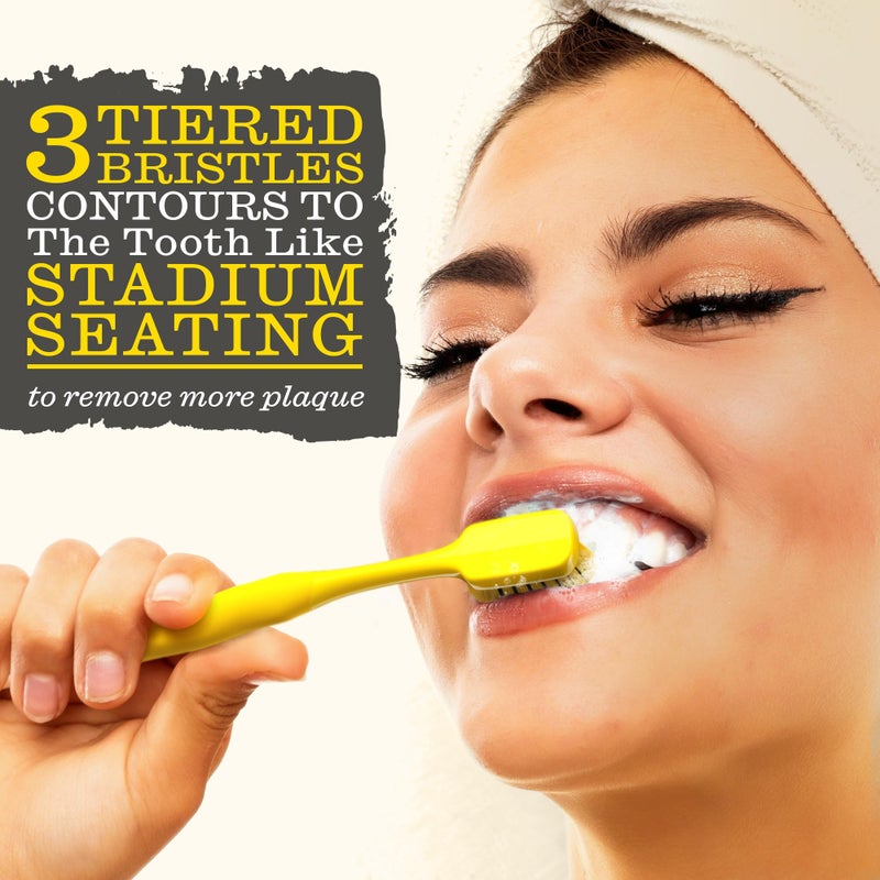 TWICE Soft Stadium Bristle Toothbrush â€“ Innovative 3-Tier Soft Bristles That Helps Remove Plaque by Hugging to Teeth & Gums for a Deep Clean, 2 Count - Image 2