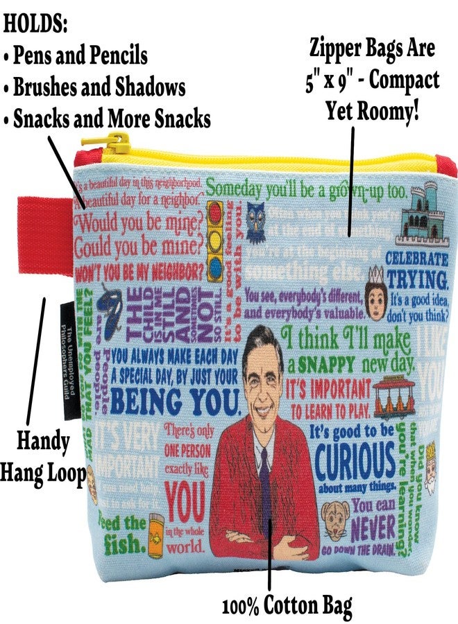 ذي أن إمبلويد فيلوسوفرز جيلد حقيبة مستر روجرز من نقابة الفلاسفة العاطلين عن العمل - حقيبة قماشية بسحاب مقاس 9 بوصات بتصميم مستوحى من ثقافة البوب، مناسبة للأقلام والأدوات ومستحضرات التجميل وأدوات النظافة الشخصية وغيرها. - Image 3