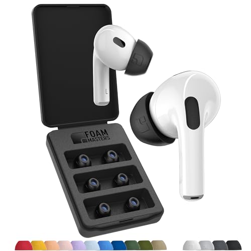 AutoLine Pro Foam Masters Ultra-Premium Memory Foam Ear Tips for AirPods Pro 3rd Gen (2025) | 3 Pairs | New Ver. | Secure Fit | Super Comfort | Better Noise Cancel | Replacement Buds (Medium, Black) - Image 1