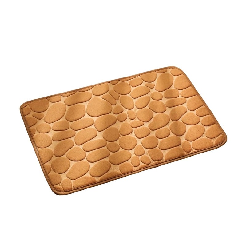 Khaki Bath Mat Cobblestone Water Absorbent Machine Washable Bathroom Rug 40x60cm - Image 2