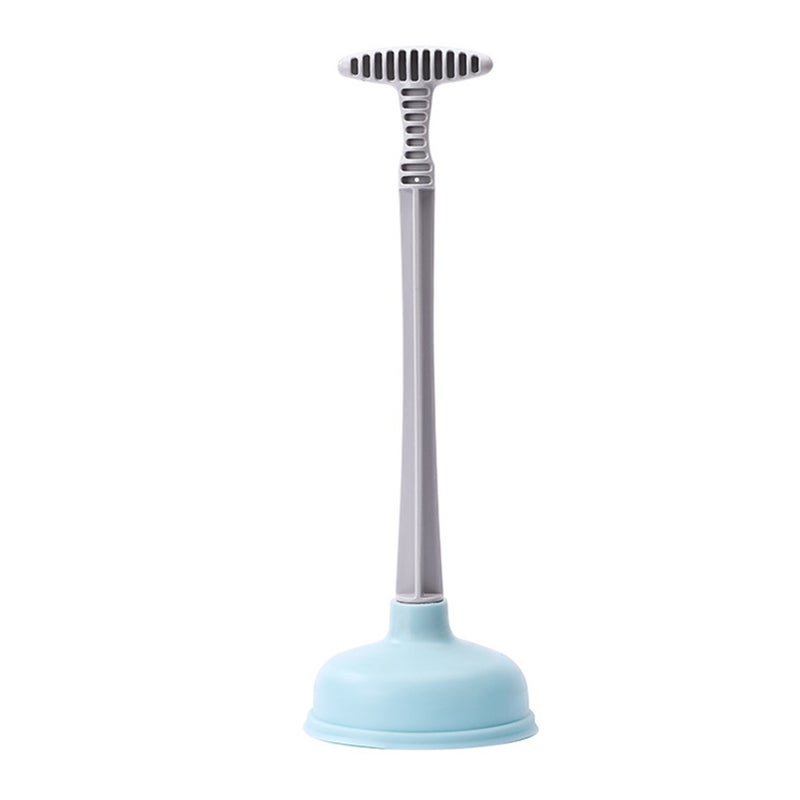 Toilet Plunger Rubber Plastic Strong Suction Efficient Toilet Drain Plunger for Bathroom Blue - Image 1