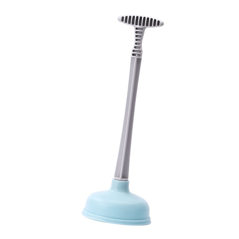 Toilet Plunger Rubber Plastic Strong Suction Efficient Toilet Drain Plunger for Bathroom Blue - Image 2