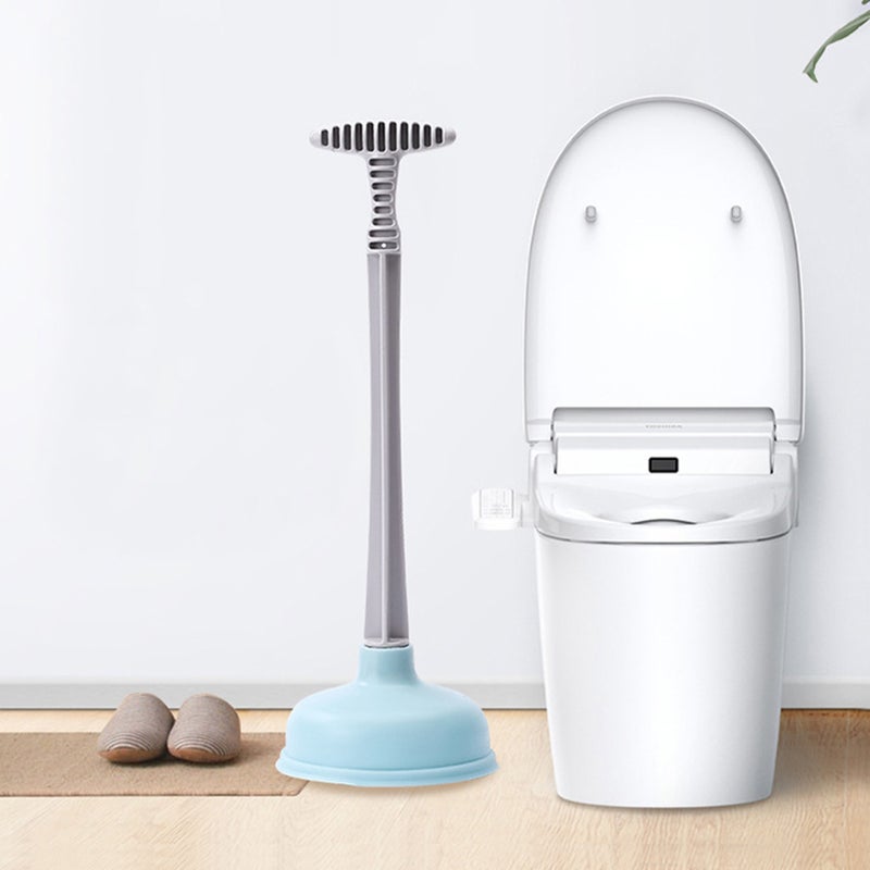Toilet Plunger Rubber Plastic Strong Suction Efficient Toilet Drain Plunger for Bathroom Blue - Image 5