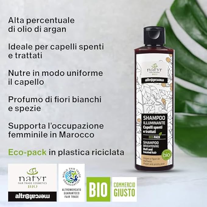 Natyr SONSTIGER MARKT - BRIGHTENING SHAMPOO - DULL HAIR - ARGAN AND FIGURES - ORGANIC - 250 ML - Image 2