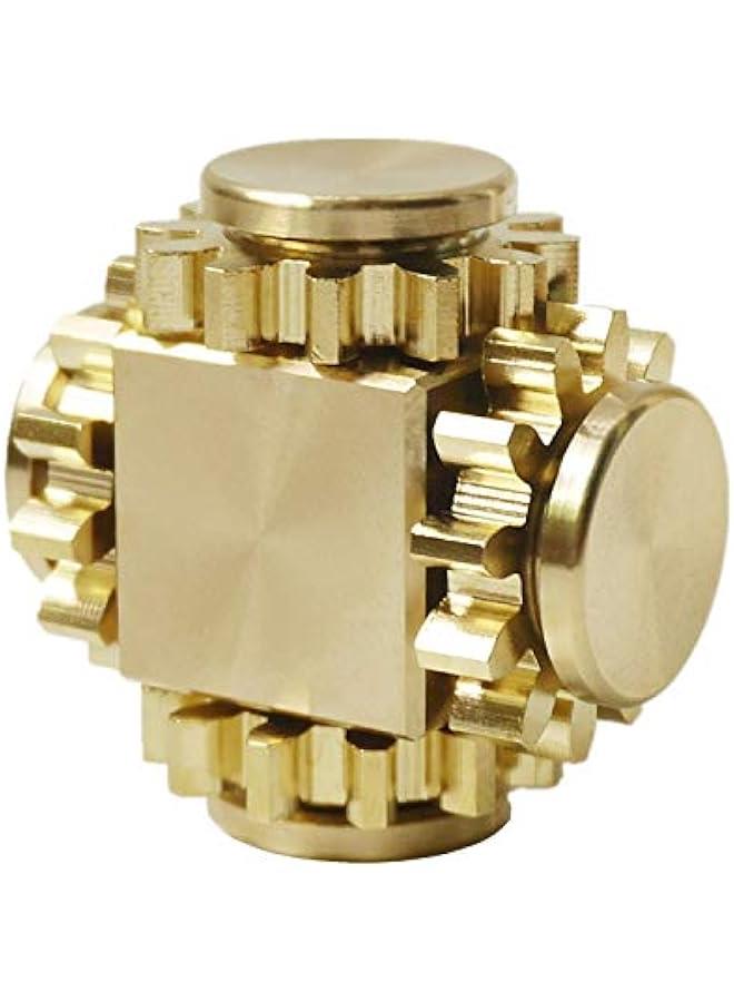 Arabest Fidget Cube Spinner, Linkage 4 Gears Figity Spin Finger Games, Metal Brass with Super Smooth Bearings, Durable Mechanics Romoveable, Small Premium Figit Toy - Gold - Image 1