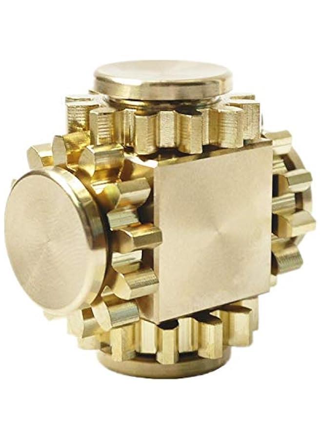Arabest Fidget Cube Spinner, Linkage 4 Gears Figity Spin Finger Games, Metal Brass with Super Smooth Bearings, Durable Mechanics Romoveable, Small Premium Figit Toy - Gold - Image 2