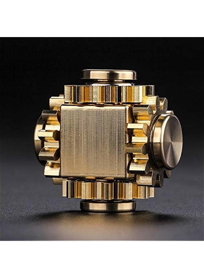 Arabest Fidget Cube Spinner, Linkage 4 Gears Figity Spin Finger Games, Metal Brass with Super Smooth Bearings, Durable Mechanics Romoveable, Small Premium Figit Toy - Gold - Image 5