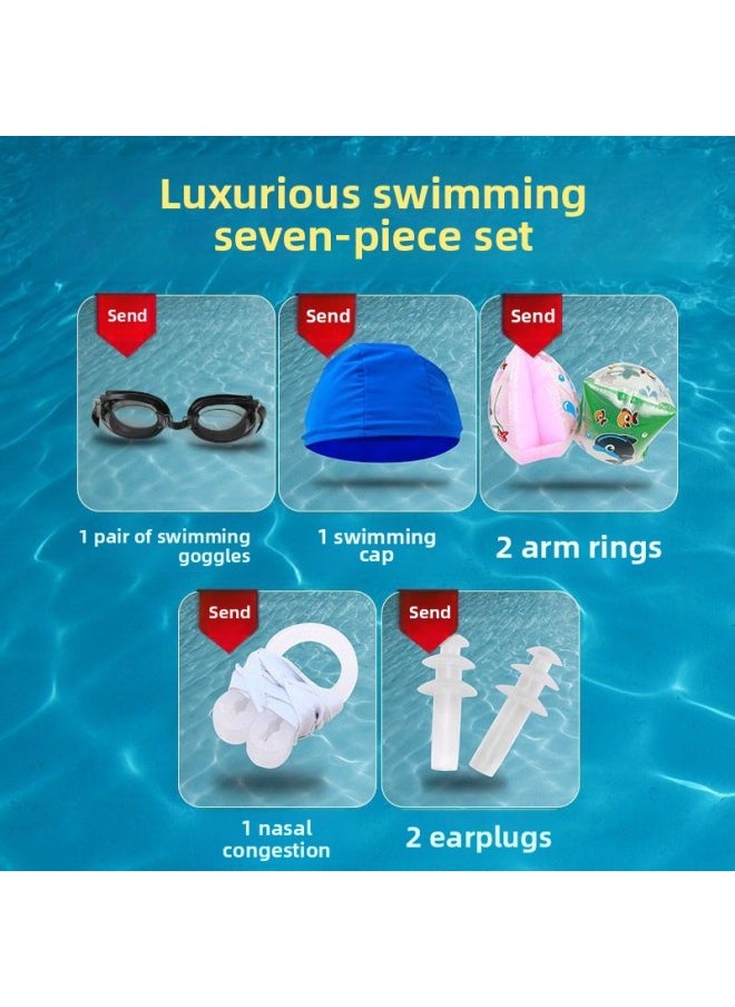 Loquat Children's Buoyancy Swimsuit Boys And Girls Baby Children's One-piece Swimsuit Summer Swimming Equipment Suit Boys-Color:Lighthouse + Luxury Seven-piece Set-  - Image 3