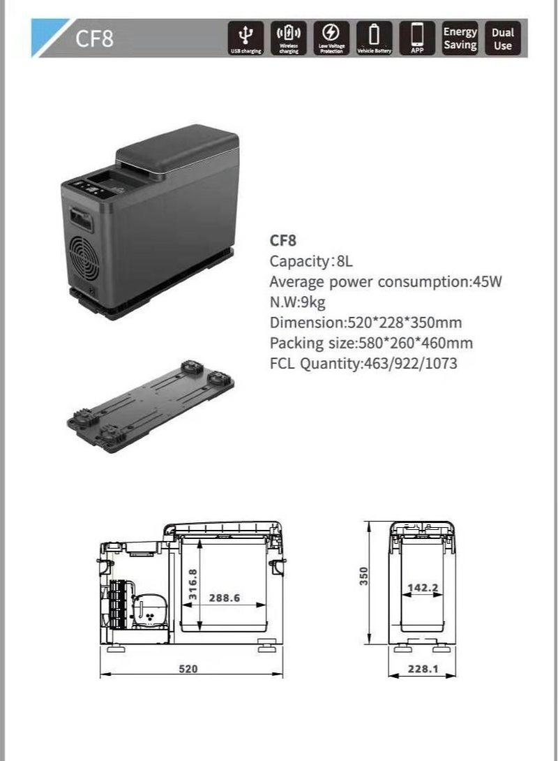 Crony CF8 8L Vehicle Refrigerator with APP Car Refrigerator Car Freezer Small Fridge for Family Camping Cooler and Warmer  - Image 5