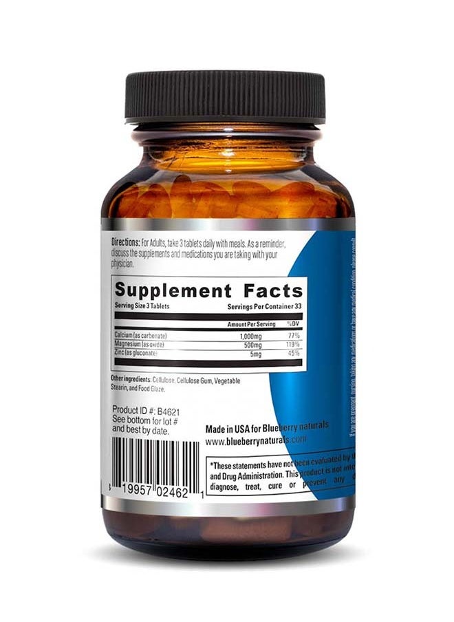 blueberry NATURALS - Calcium Magnesium & Zinc Tab 100's - Image 1