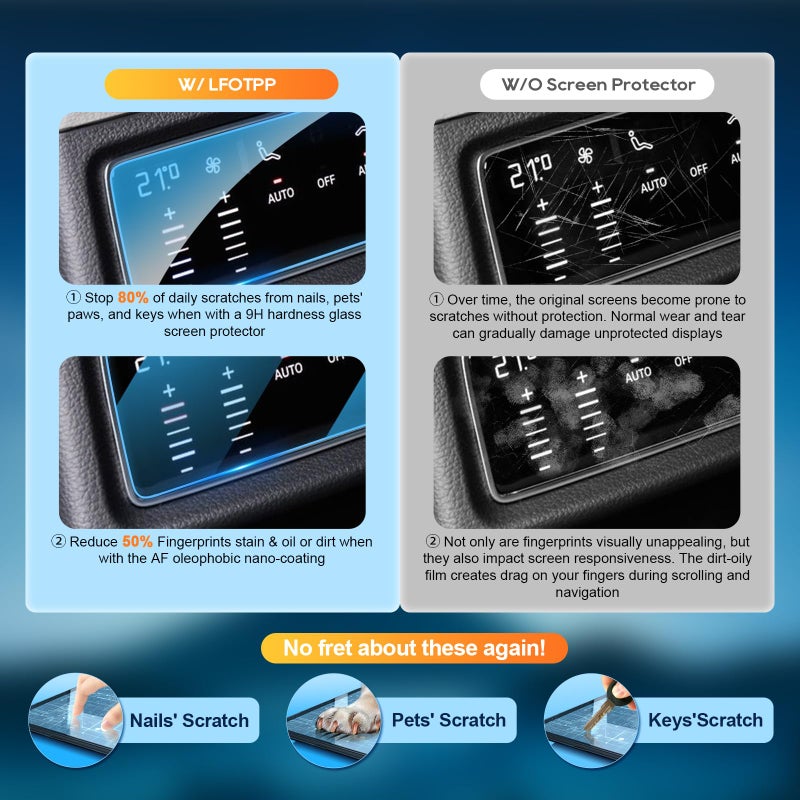 LFOTPP 2022 Auid A6 Screen Protector 2019-2022 A6 E-tron/ A7 / Q8 Screen Protector Rear Climate Display Control Touch Screen 2019-2022 A6 (C8/4K)/A7,2020-2022 Q8 Clear Tempered Glass Scratch-Proof - Image 3