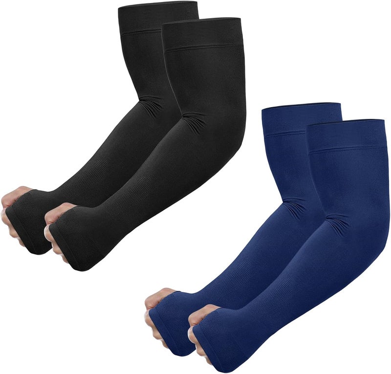 Newbyinn UV Sun Protection Arm Sleeves with Thumb Hole for Men Women Youth, Cooling Sleeve to Cover Tattoo, Mid-Compression - Image 1