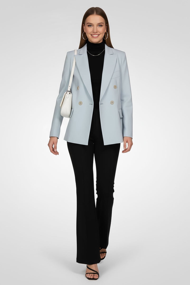 STELLA MCCARTNEY Women Regular Fit Plain Blazer, Sky Blue - Image 1