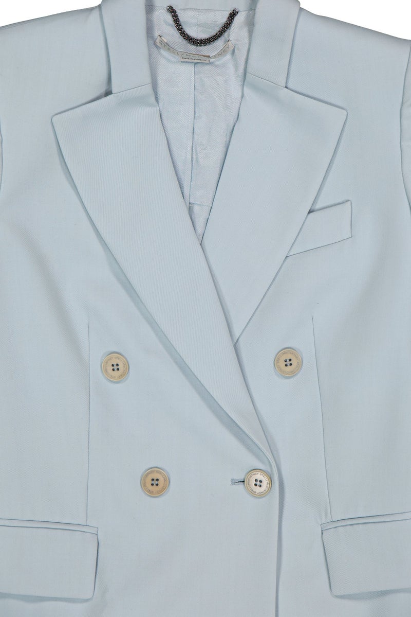STELLA MCCARTNEY Women Regular Fit Plain Blazer, Sky Blue - Image 3