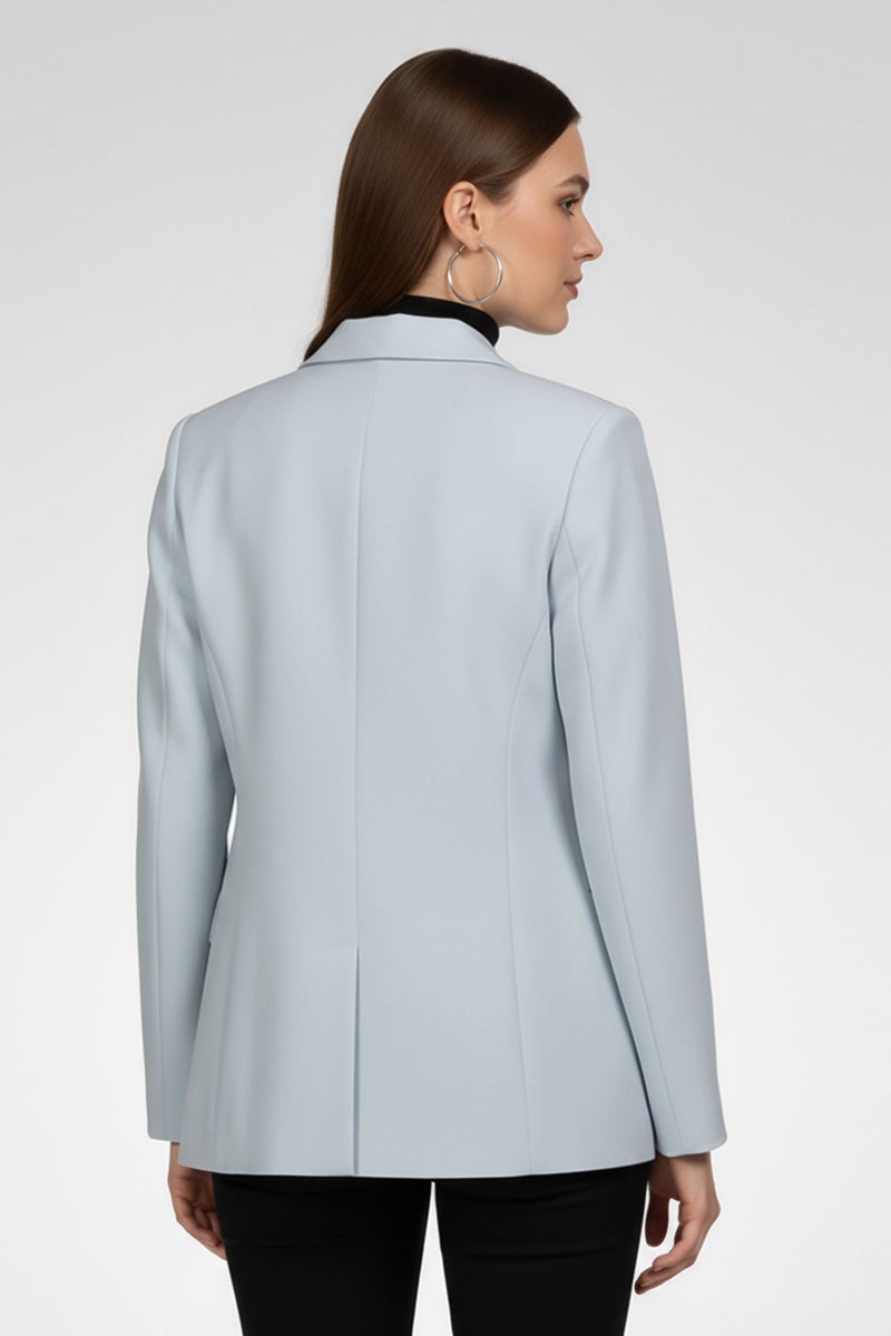 STELLA MCCARTNEY Women Regular Fit Plain Blazer, Sky Blue - Image 5