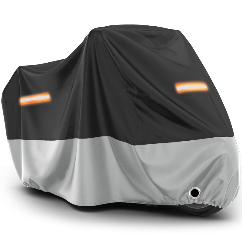 Favoto Motorcycle Cover Waterproof Outdoor - All Season Sun Protection with Lock-Holes Rain Snow Windproof Dustproof Universal Fit Motorbikes Vehicle Moped Cover, 96.5" x 41" x 50" - Image 1