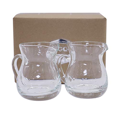 DGQ Classic Glass Creamer Pitcher with Handle 4oz Pack of 2 Milk Pourer Mini Creamer for Coffee Tea Maple Syrup Serving - Image 1