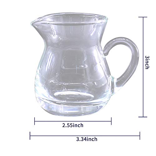 DGQ Classic Glass Creamer Pitcher with Handle 4oz Pack of 2 Milk Pourer Mini Creamer for Coffee Tea Maple Syrup Serving - Image 4