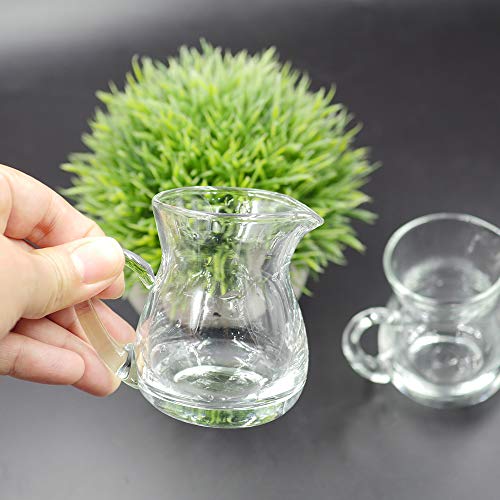 DGQ Classic Glass Creamer Pitcher with Handle 4oz Pack of 2 Milk Pourer Mini Creamer for Coffee Tea Maple Syrup Serving - Image 2