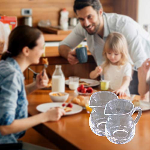 DGQ Classic Glass Creamer Pitcher with Handle 4oz Pack of 2 Milk Pourer Mini Creamer for Coffee Tea Maple Syrup Serving - Image 5