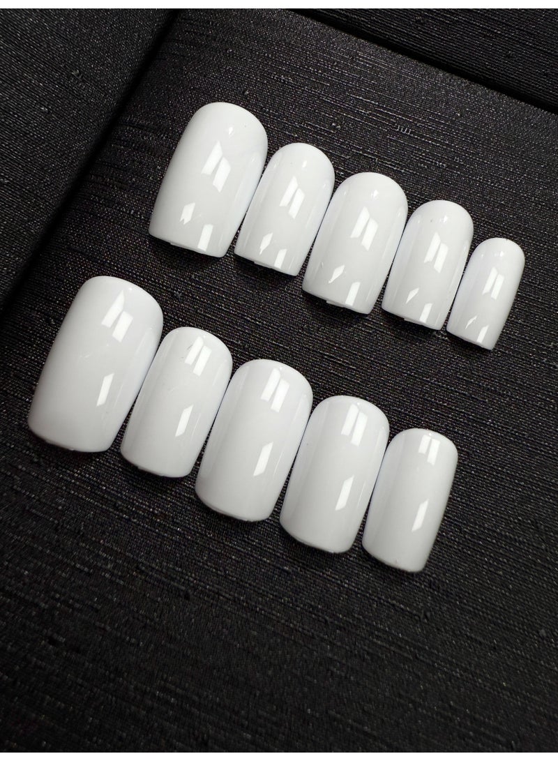 Cream white simple pure white false nail patch, item number cf002 - Image 2