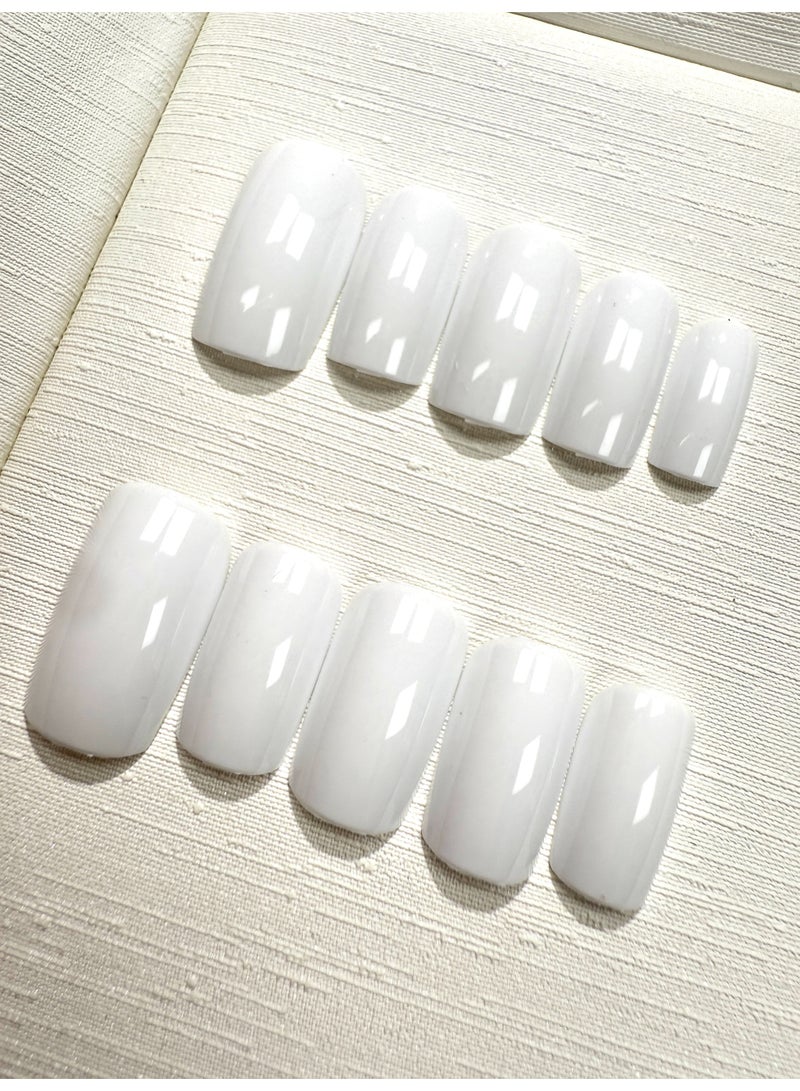 Cream white simple pure white false nail patch, item number cf002 - Image 1